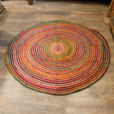 Okrągły dywan z juty i bawełny z recyklingu 150 cm