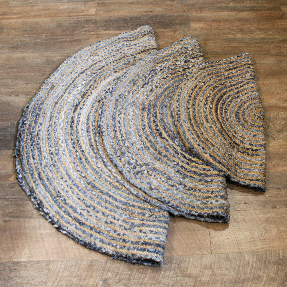 Okrągły dywan z juty i recyklingowanego denimu 150 cm