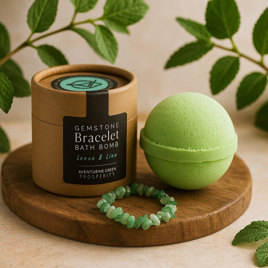 Bath Bomb With Green Aventurine Bracelet Lemon Lime