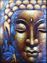 Obraz na płótnie Buddha – złota twarz, kwiat lotosu