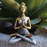 Figurine Femme Yoga Bronze et Argent 24cm