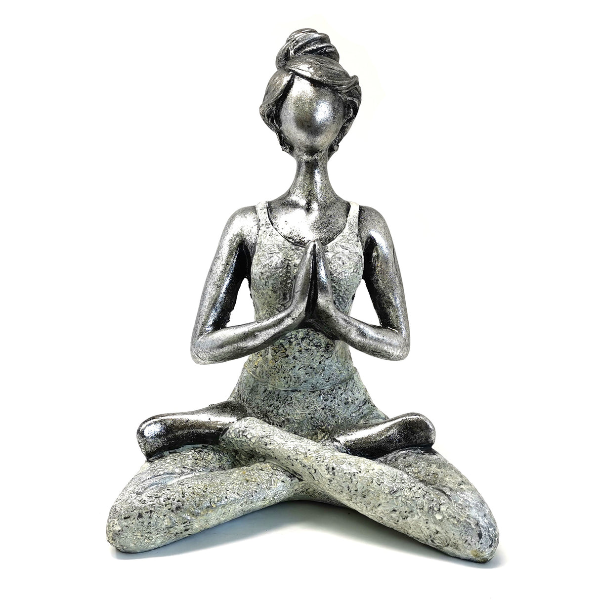 Figura Mujer Yoga - Plata y Blanco 24cm