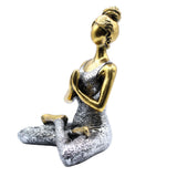 Figurine Femme Yoga Bronze et Argent 24cm