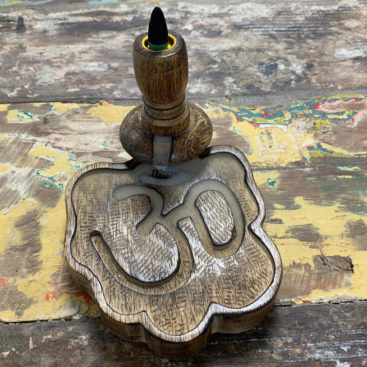 Backflow Incense Burner Mango Wood Ohm