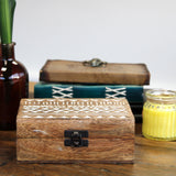 Wooden Box Whitewashed Slavic Design 15x10x6 cm