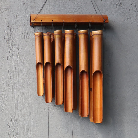 Bamboo Wind Chime Natural Finish 12 Large Tubes