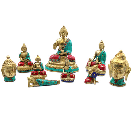 Messing Buddha-Statue Großer Kopf 11,5 cm