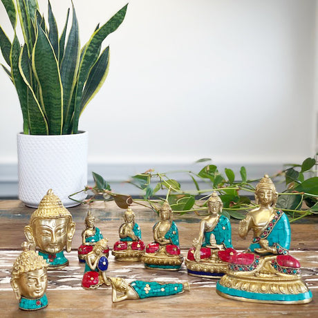 Messing Buddha-Statue Segenspose 15 cm