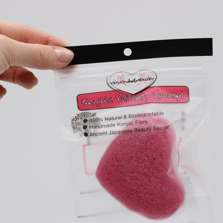Esponja facial Konjac corazón lavanda