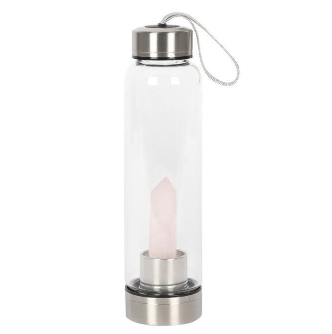 Kristallwasserflasche Rosenquarz