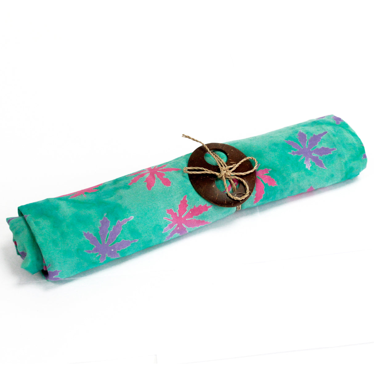 Sarong blocktryck tropiska blad gröna Bali