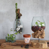 Molten Glass On Wood Vase