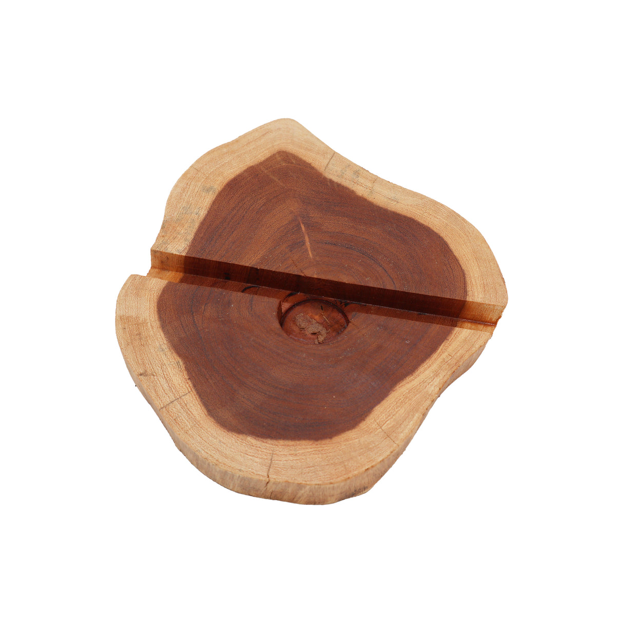 Natural Lrg Gamal Wood Phone Holder - Rustic Tree Slice Coaster and Trivet with Growth Rings