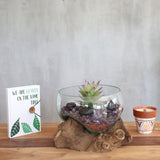 Molten Recycled Glass Bowl on Wood Base