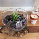 Molten Recycled Glass Bowl on Wood Base