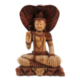 Statua di Shiva in legno con cobra 50cm