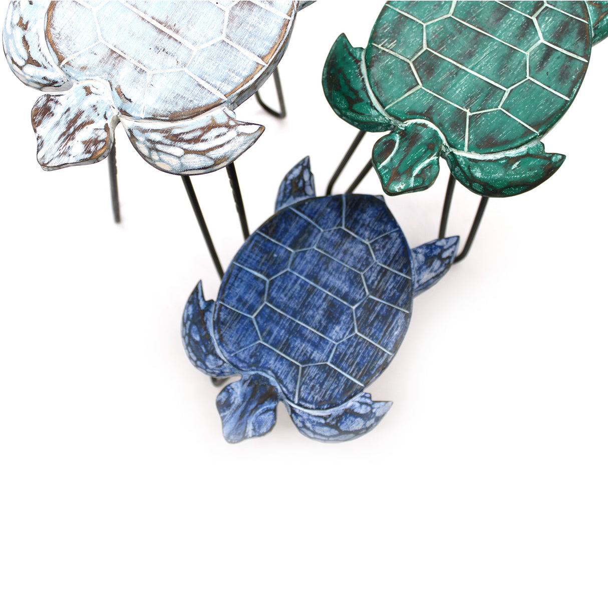 Set de 3 supports pour plantes en bois Albasia tortues
