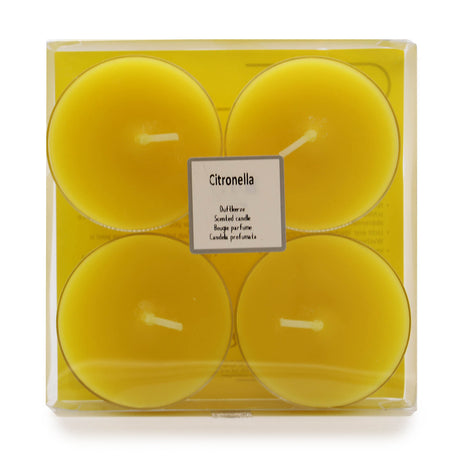 Citronella theelichtkaarsen, 8 uur set van 4