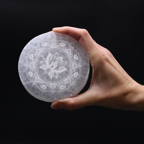 Selenit Şarj Tabağı Lotus Mandala 10 cm
