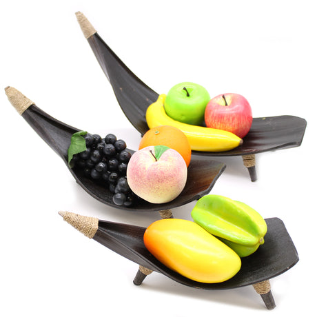Coconut Leaf Fruit Bowl Set Chocolate 3-Piece