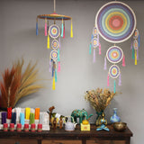 Grand attrape-rêves 55cm pastel arc-en-ciel