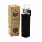 Botella de agua de cristal con infusor de cuarzo transparente