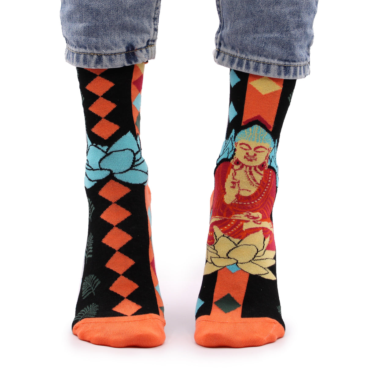 Bamboesokken Blauwe Boeddha en Lotus Small/Medium