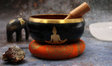 Ensemble de Bols Chantants Bouddha Noir Orange 14 cm