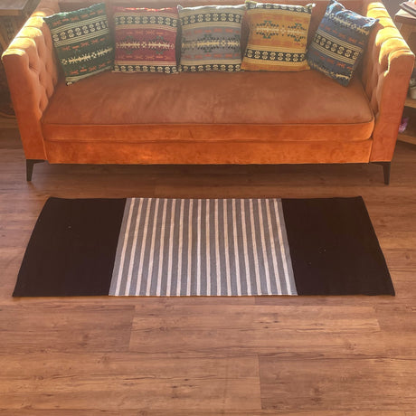 Bieżnik bawełniany indyjski czarno-szary 70x170 cm