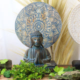 Set Buddha Feng Shui, mandala de flor azul