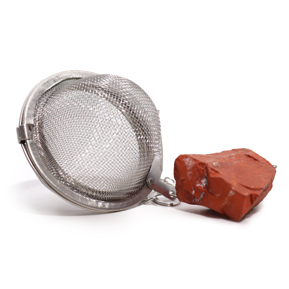 Tea Strainer With Raw Red Jasper Gemstone