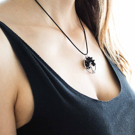 Tree of Life Pendant Black Agate