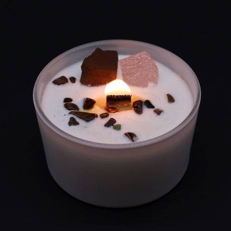 Candela di Cristallo Chakra Sacrale Occhio di Tigre Quarzo Rosa