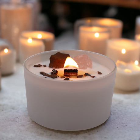Candela di Cristallo Chakra Sacrale Occhio di Tigre Quarzo Rosa