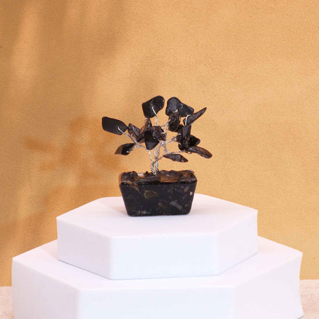 Black Agate Gemstone Tree Orgonite Base 15 Gemstones
