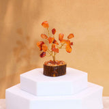 Carnelian Gemstone Tree With Wood Base 15 Stones