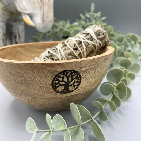 Drevená misa na vykuřovanie oltára Strom života 13x7cm