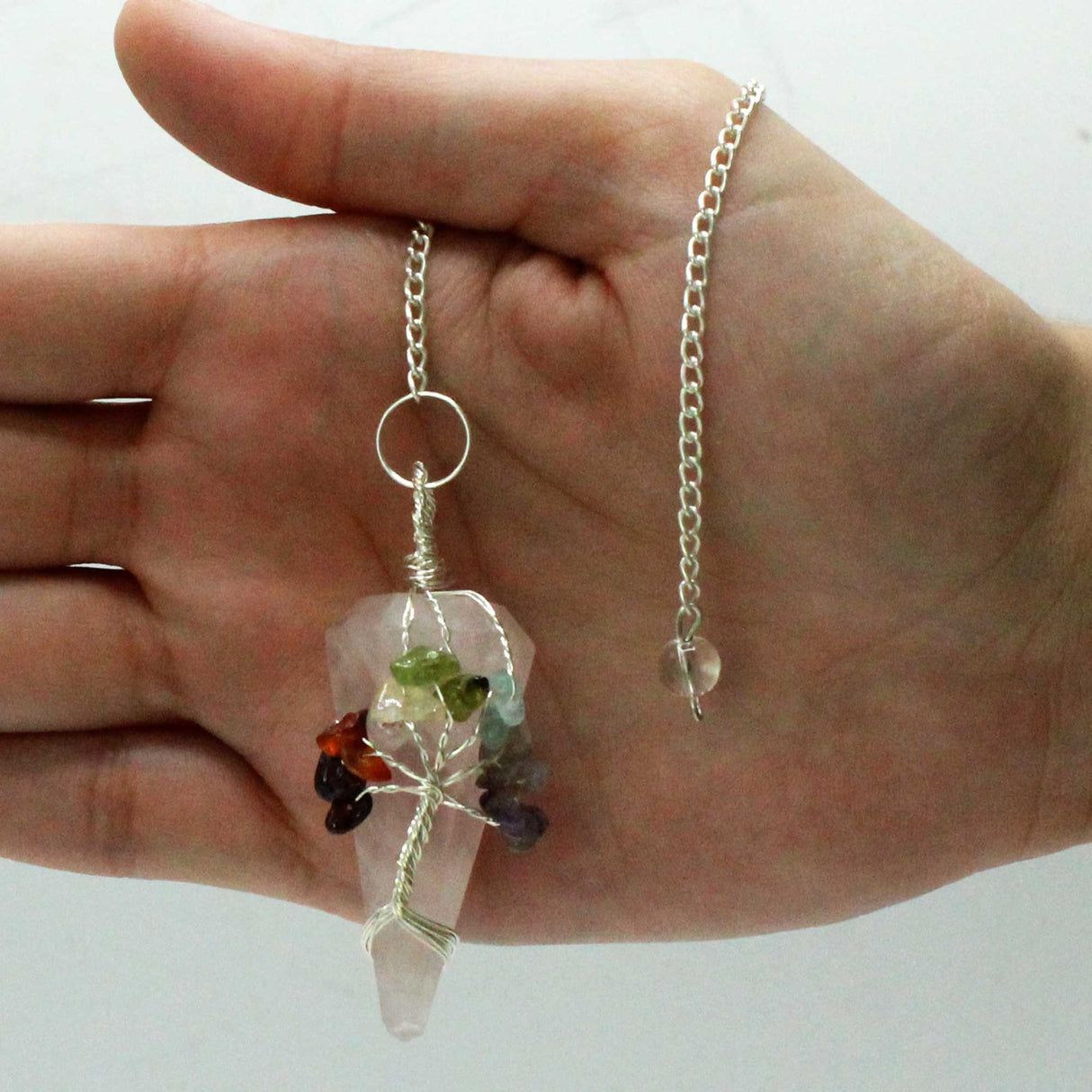 Rose Quartz Pendulum Seven Chakra Magic Crystal Gemstone - SHAMTAM.COM