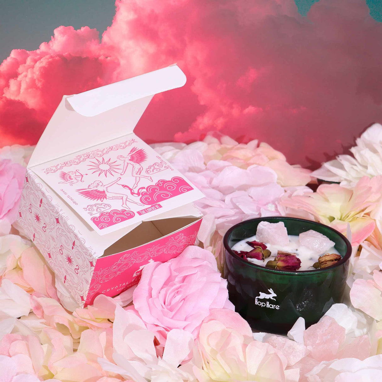 Crystal Candle Rose Quartz Tarot The Lovers