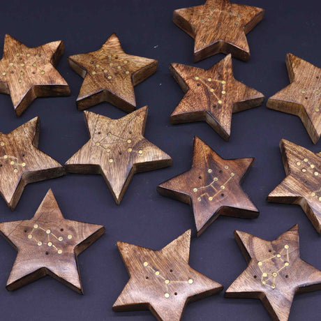Zodiac Sign Incense Burner, Engraved Brass Star – 12 Pack
