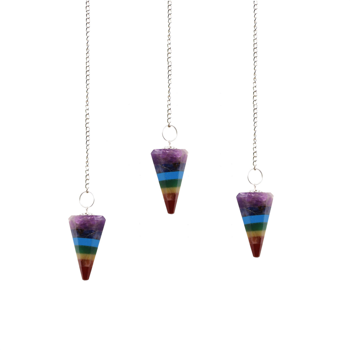 Chakra krystal pendul, 7 skiver ædelsten
