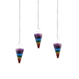 Chakra krystal pendul, 7 skiver ædelsten