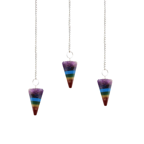 Pendule de cristal chakra, 7 pierres gemmes