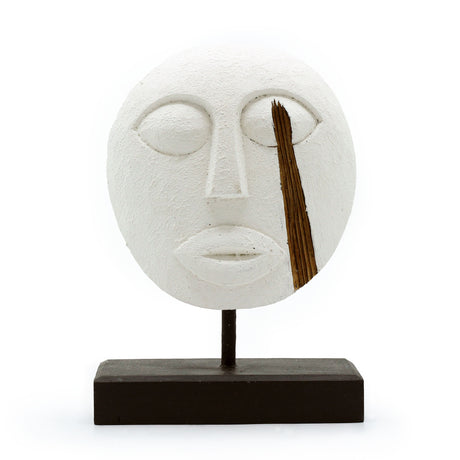 Tribalna ukrasna maska bijela 27x20cm Timor