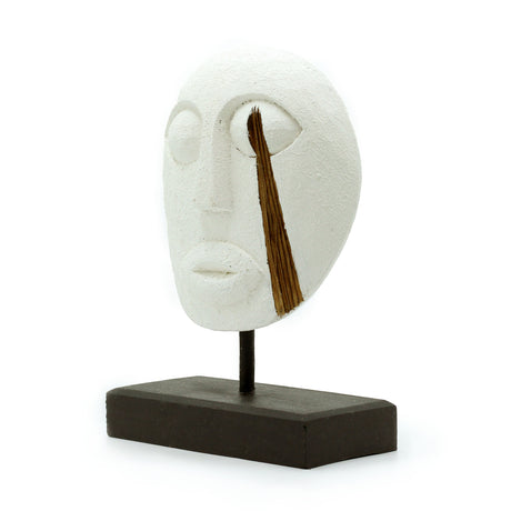 Tribalna ukrasna maska bijela 27x20cm Timor