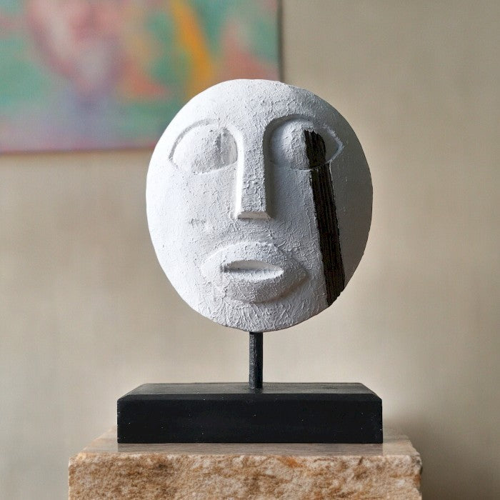 Masque décoratif tribal blanc 27x20cm Timor