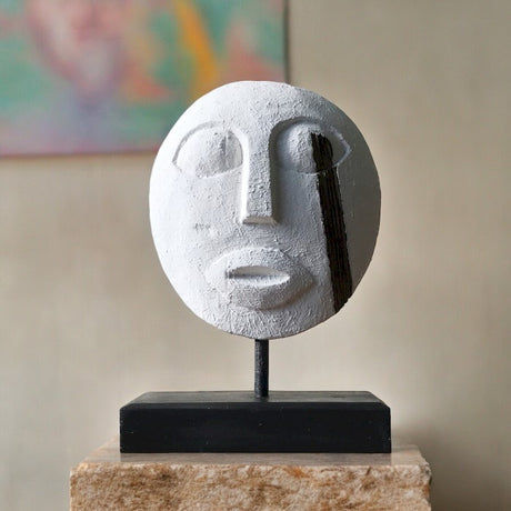 Tribalna ukrasna maska bijela 27x20cm Timor