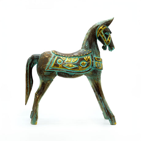 Medium Gold & Turquoise Horse 25 cm