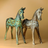 Grande figurine de cheval antique en bois, 32 cm