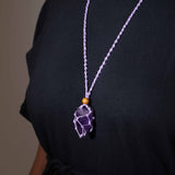 Gemstone Necklace Cord Adjustable Macrame Purple